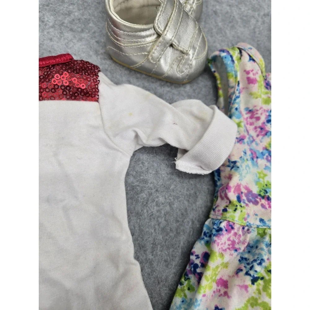 American Girl Doll JLY Meet Truly Me‎ Floral Dress Fan Top Shirt Shoes Lot Of 3